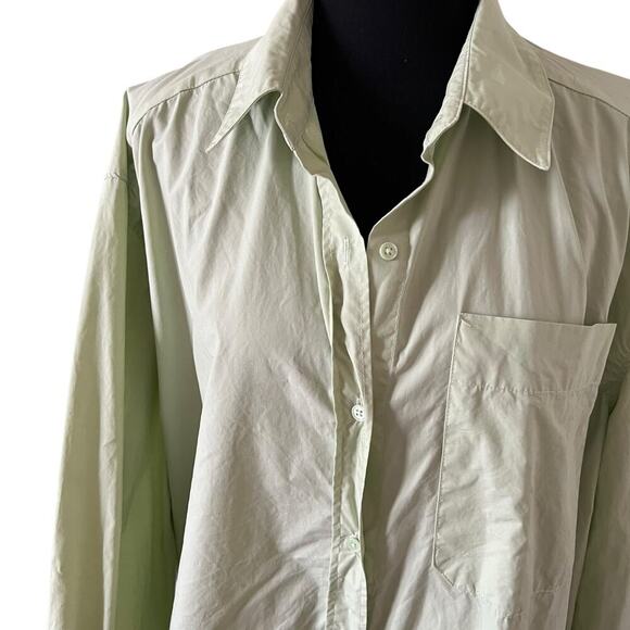 English Factory Shirt Dress Large Light Green Long Sleeve Button Down Minimalist - Picture 3 of 10